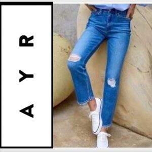 AYR Women's W 26 The Yes Yes Yes Jeans Straight Leg High Waisted Distressed